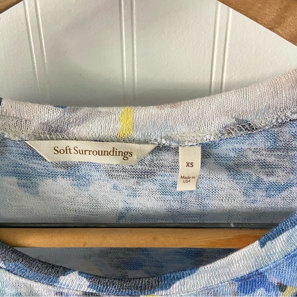 Soft Surroundings Summer Sweater XS S 3/4 Sleeve Floral Watercolor Asymmetric - Picture 6 of 11